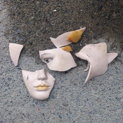 Broken pieces of glass.